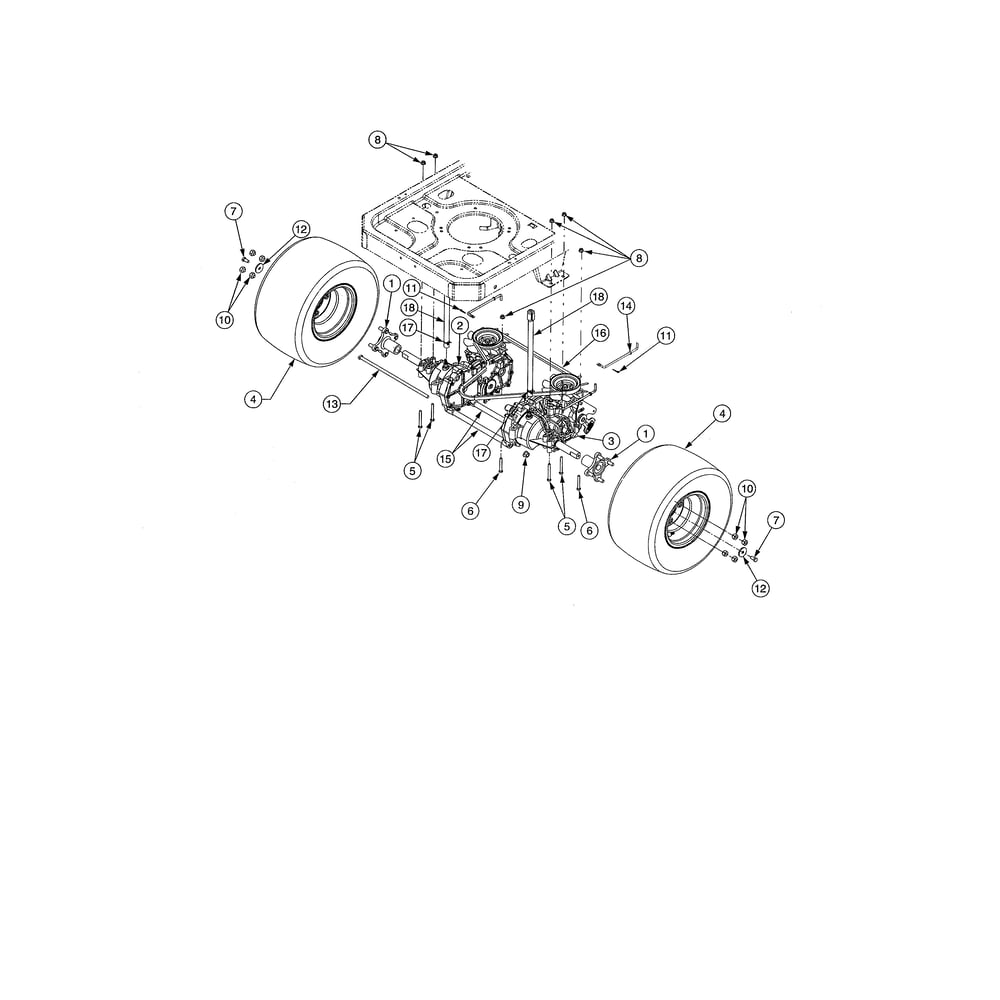 Rear Drive/Wheels Diagram and Parts List for 17AI2ACP756  Cub Cadet Lawn Tractor